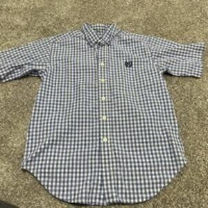 Chaps Blue White Checkered Shortsleeve Button Down size 8